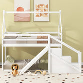 Bellemave® Twin Size House Bunk Bed with Slide and Staircase - Bellemave
